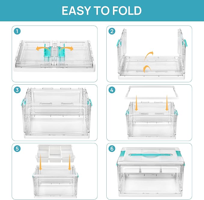 Vtopmart 24 QT Clear Craft Organizer with Removable Tray & Dividers, 1 Pack | Storage Box for Coloring Books, Modeling Clay, Molds and Art Supplies, Keeps Craft Materials Organized and Easy to Access - Image 2