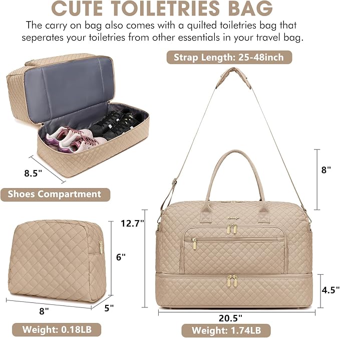 Travel Duffle Bag Weekender for Women - Carry-On Overnight Bag Personal Item Bag with Shoe Compartment & Wet Pocket Large Weekend Tote Bags with Toiletry Bag Hospital Bags for Labor and Delivery - Image 2