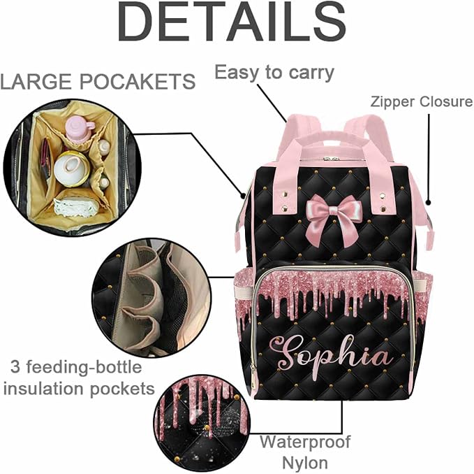 MyPupSocks Custom Baby Diaper Backpack with Name, Custom Multifunction Large Travel Diaper Bag Backpack for New Mom Baby Newborn - Image 5