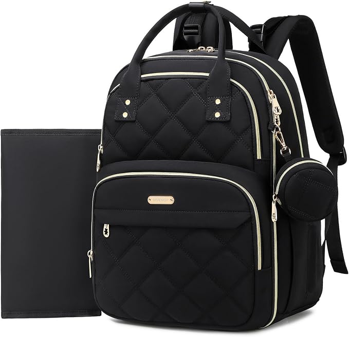 Large Diaper Bag Backpack with Changing Pad & Pacifier Case, Black | Multi-functional lightweight waterproof maternity & toddler travel backpack. Insulated, wet/dry pocket & stroller straps by Unknown