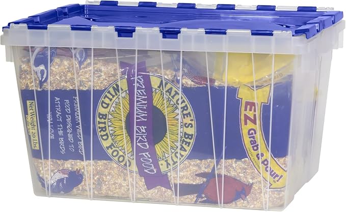 Akro-Mils KeepBox 12 Gallon Storage Container, Nesting and Stackable Plastic Storage Box with Lid Attached, Clear Tote for Garages, Closets, and Moving, 21-1/2" x 15" x 12-1/2", Clear/Blue, 6-Pack - Image 11