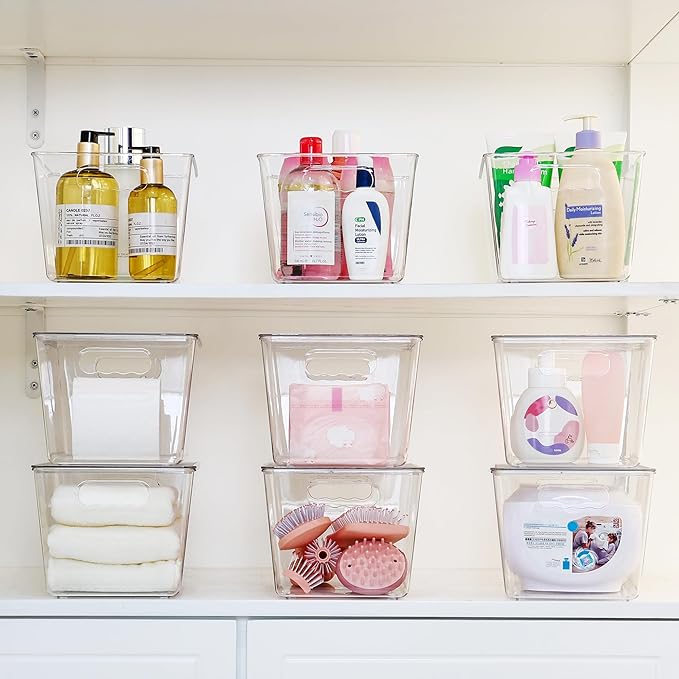 Vtopmart 4 Pack Clear Stackable Storage Bins with Lids and Handles, Large | BPA-free Plastic, Organize Vertically, For Pantry Kitchen Fridge Cabinet Closet Bathroom, Built to Last, Easy to Move - Image 6