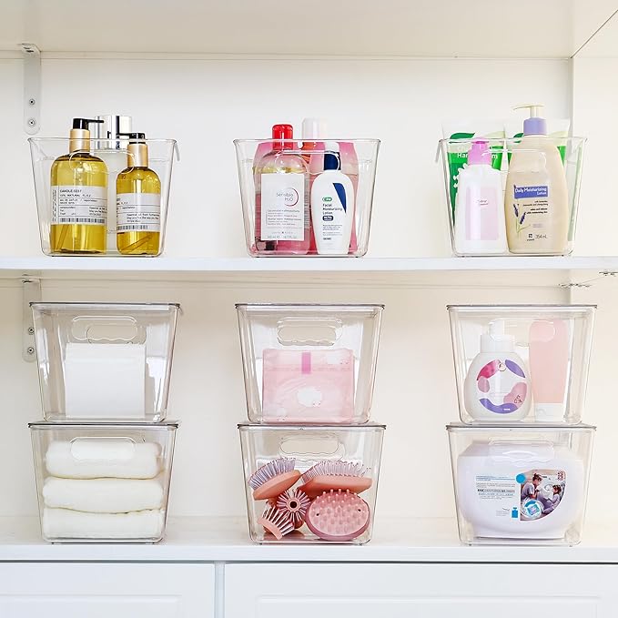 Vtopmart 8 Pack Clear Stackable Storage Bins with Lids and Handles, Large | BPA-free Plastic, Organize Vertically, For Pantry Kitchen Fridge Cabinet Closet Bathroom, Built to Last, Easy to Move - Image 6