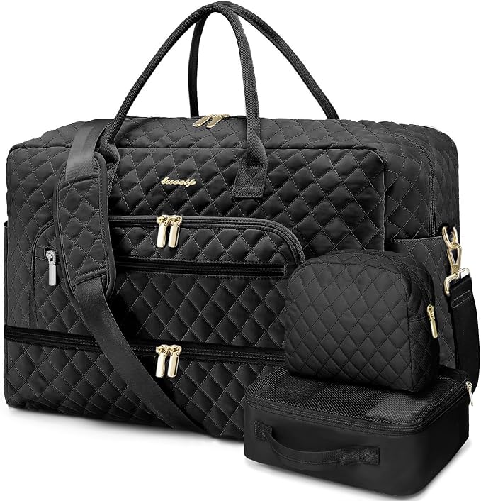 Large Women's Travel Duffel, Weekender with Shoe Compartment, Carry On Overnight Bag, Gym Duffel with Wet Pocket, Hospital Bags Set by LUOCIP