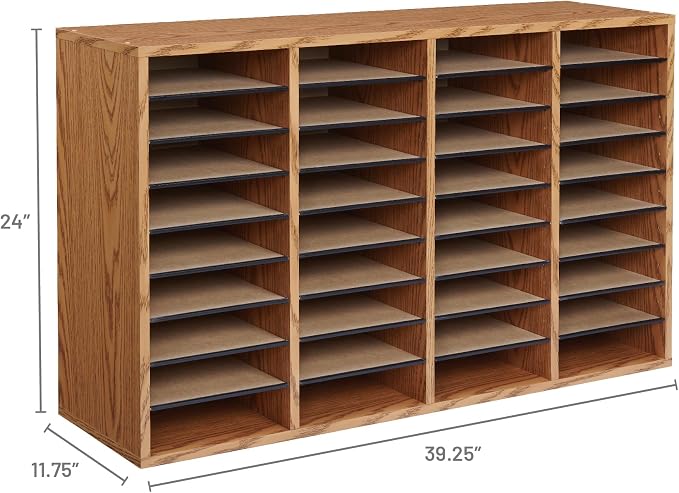 Safco Literature Organizer, 36 Compartments, Office and Classroom Mailbox with Adjustable Shelves, Wood Paper and Mail Sorter, Medium Oak - Image 6