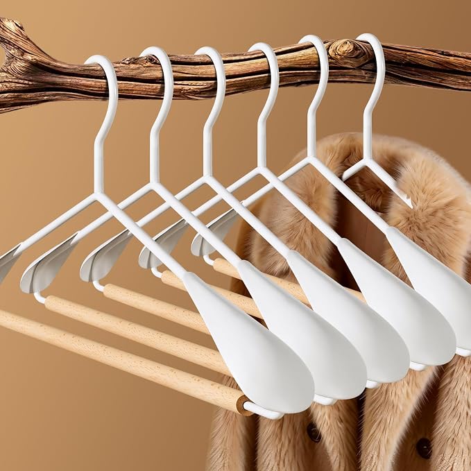 16.7 Inch Wooden Wide Shoulder Hangers for Sweater,Coat,Suit,20 Pack | Heavy Duty,No Shoulder Bump,Non-Slip,Space Saving,Hanger for Coat,Sweater,Jacket,Thick Clothes,Pants,Skirt,For Men Women - Image 7