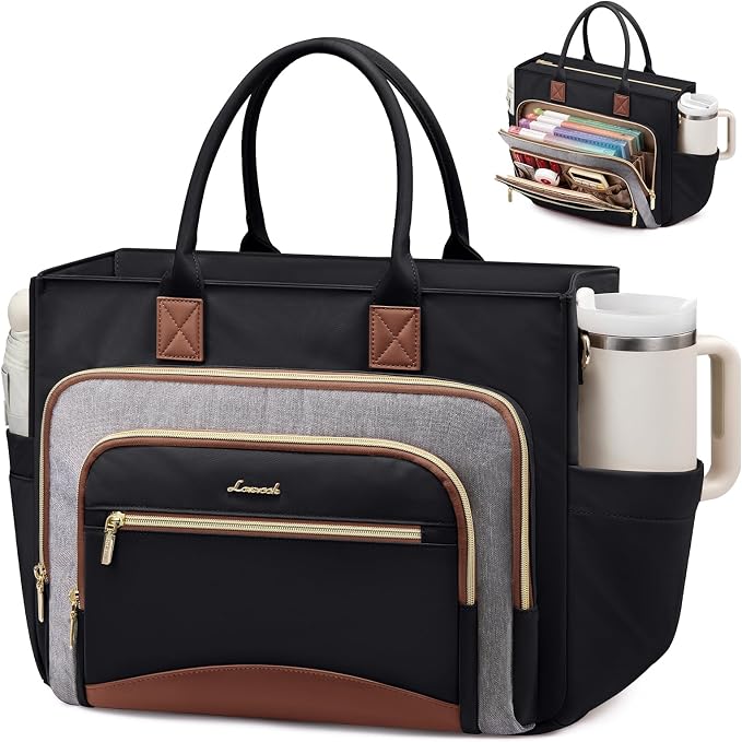 LOVEVOOK Work Tote Bags for Women,Laptop Teacher Bag With File Organizer | Large Cup Holder,Teacher Tote Bag,Nurse Bags,Multi-Pockets Professional Briefcase Business Purses Handbag by LOVEVOOK