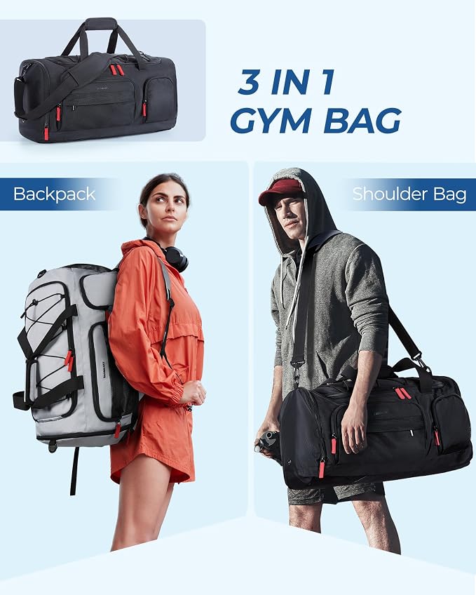 BAGSMART Gym Bag for Men, Athletic Sports Backpack Travel Hiking Duffel | 3-In-1 Gym Bag for Travel Clothes & Padded 13.3" Laptop, with Waterproof Wet Pocket & Shoe Compartment for Travel Camping - Image 4