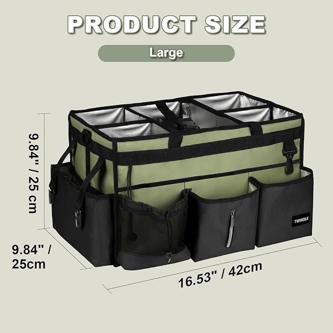 Large Cleaning Caddy Bag with Built-In Support Board, Cleaning Tote Organizer with Removable Divider, Supply Carryall with Adjustable Shoulder Strap and Waist Belt for Cleaners & Housekeeper - Image 6
