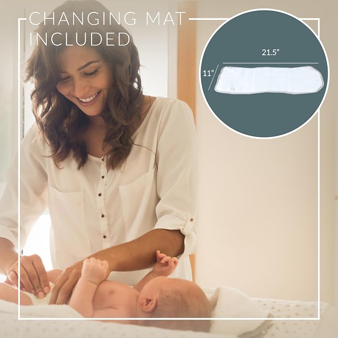 Monaco Large Diaper Bag Backpack by Luli Bebe - Designer Modern Vegan Leather Stylish Baby Backpack Diaper Bag for Mom, Multipurpose, Roomy, with Changing Pad (Pearl White) - Image 6