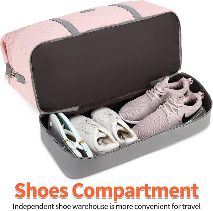 Weekender Bag, Large Travel Duffel Bag for Women, Carry on Overnight Bag with Shoe Compartment and Toiletry Bags - Image 7