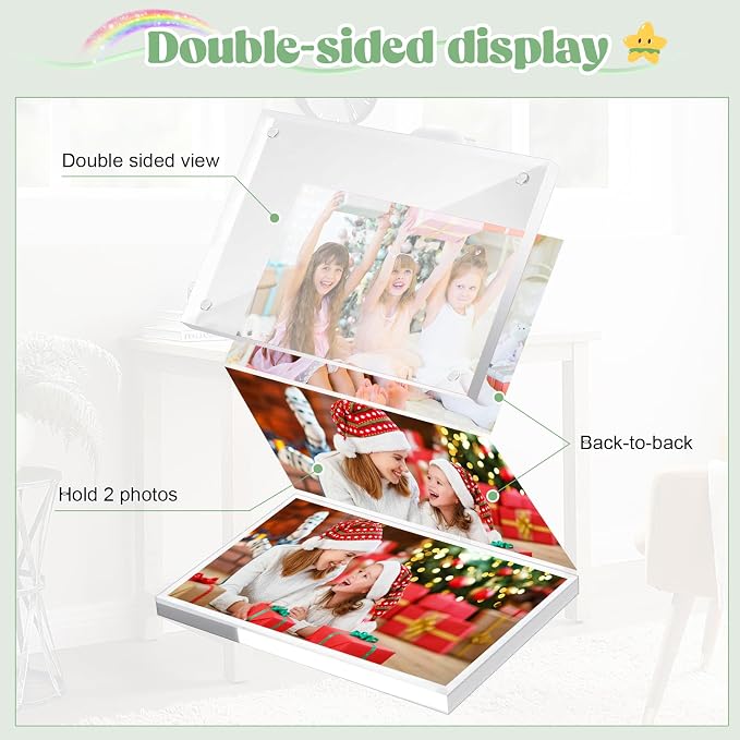 4x6 Acrylic Picture Frames 24 Pack, Clear Double Sided Photo Frames | Magnetic Photo Frames 20mm Thicker Desktop Display Frame Wedding Table Numbers for Bedroom Home Office - Image 3
