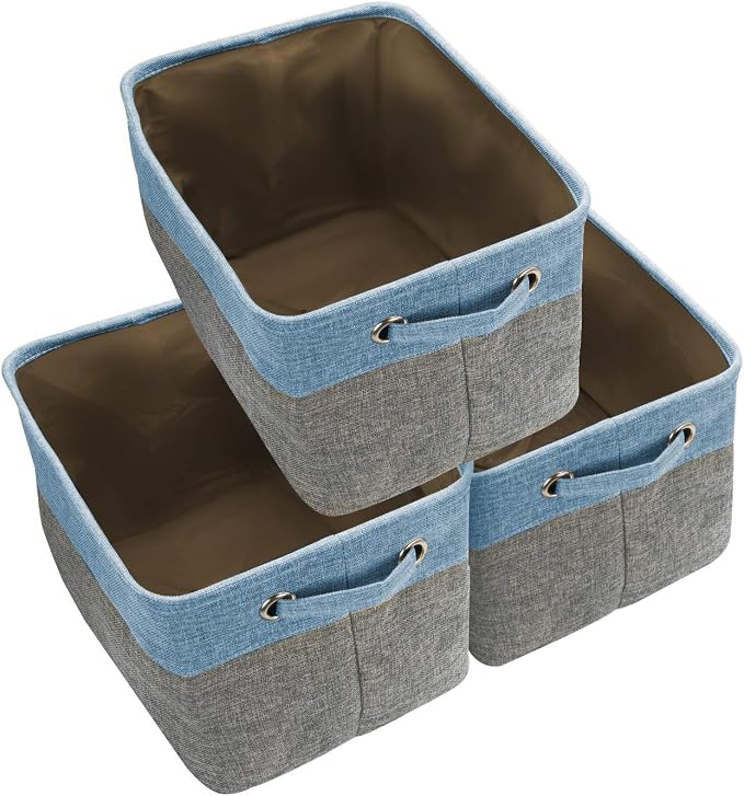Sorbus Cubby Storage Organizer 15 Inch - Big Sturdy Collapsible Storage Bins with Dual Handles - Foldable Baskets for Organizing - Decorative Storage Bins for Shelves at Home & Office - 3 Pack| Aqua - Image 4