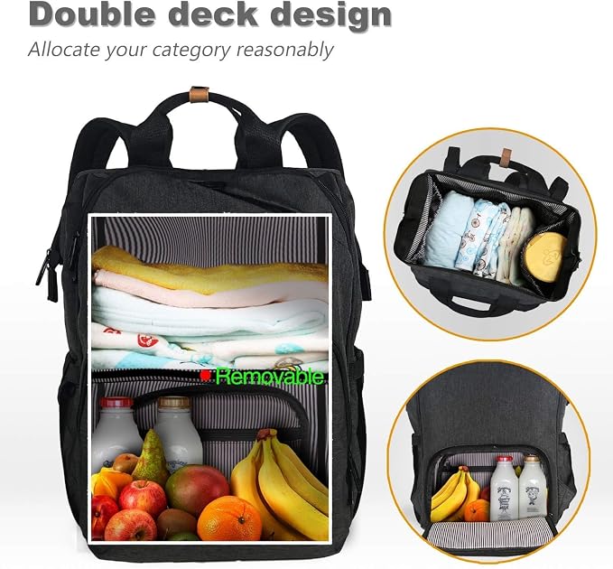 Hap Tim Diaper Bag Backpack,Large Capacity Travel Back Pack Maternity Baby Nappy Changing Bags, Double Compartments with Stroller Straps,Waterproof,Black (US7340-DG) - Image 4