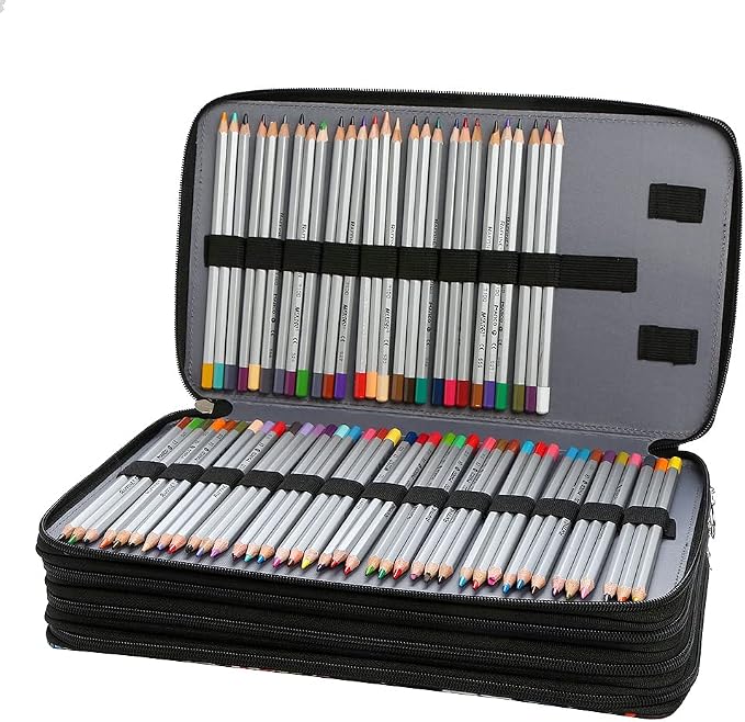 300 Slots Colored Pencil Case Organizer, 4 Layer Bag | Twill Oxford fabric,103 elastic loops,detachable handle,for travel,home storage,drawing tools,creative gifts - Image 2