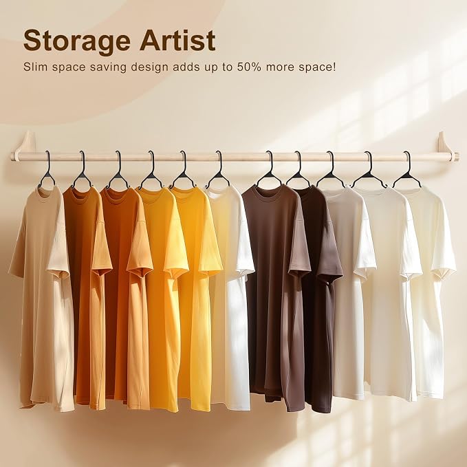 HOUSE DAY Black Plastic Hangers 20 Pack – Slim Space Saving Clothes Hangers | Durable Hangers for Shirts, Coats and Pants, Non-Slip Notches Hold Straps, Great for Closet Organization, Dorms & Apartments - Image 7