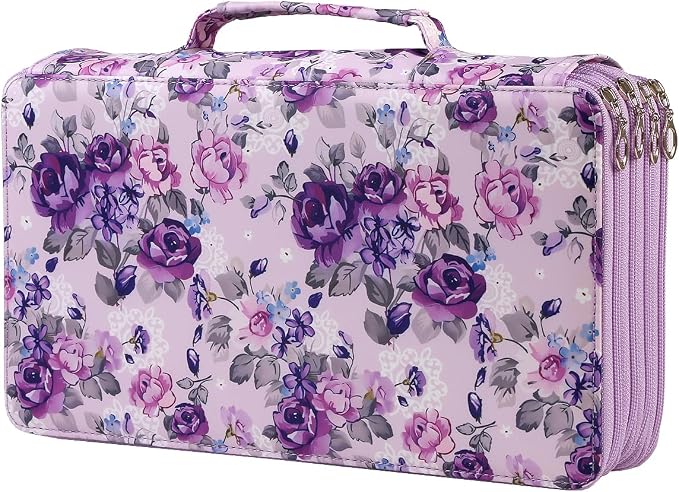 300 Slots Colored Pencil Case Organizer, 4 Layer Bag | Twill Oxford fabric,103 elastic loops,detachable handle,for travel,home storage,drawing tools,creative gifts by Lbxgap