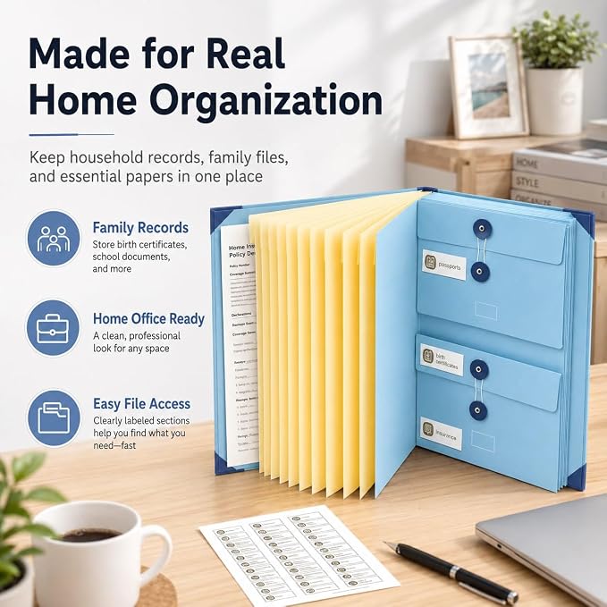 In Case I Die Binder Organizer with Labels End of Life Planner Estate Planning Folder for Important Documents Family Records Emergency Home Management Folio Pockets Travel(Blue) - Image 4