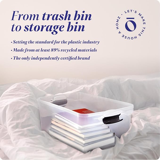 HOMZ Clear Plastic Storage Bin with Secure Latch, 64 Qt, 2 Pack | Heavy-Duty Stackable Containers for Home, Office, and Garage Organization - Image 7