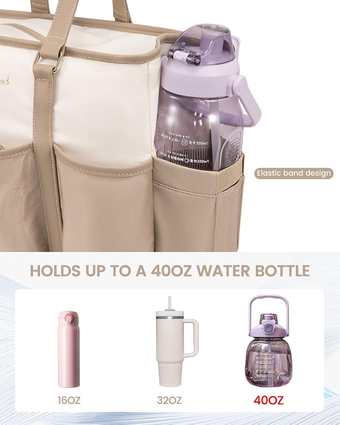 LOVEVOOK 17.3 Inch Laptop Bag for Women, Teacher Nurse Work Tote Bag With Large Cup Holder, Utility Bag For Work/Travel/College/Daily, Professional Computer Purse Large Handbag With Multi Pocket - Image 3