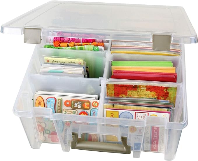 ArtBin 6990ZZ Super Satchel Double Deep 3-Pack, Portable Art & Craft Organizers with Handles, [3] Plastic Storage Cases, Clear & Gold - Image 5