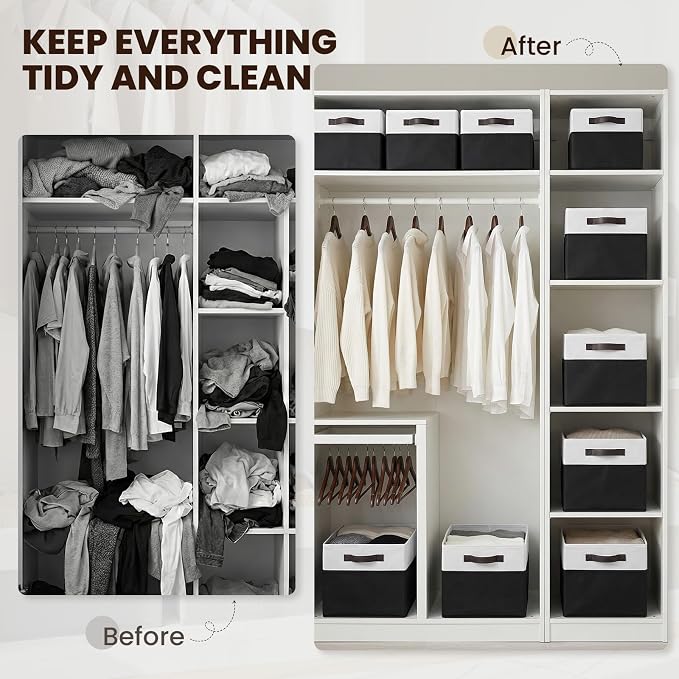 Large Storage Bins for Shelves 4 Pack, Closet Storage Baskets for Clothes Blanket Beddings Towels, Collapsible Fabric Closet Organizer Bins with Handles/ Laundry Room Organization - Image 6