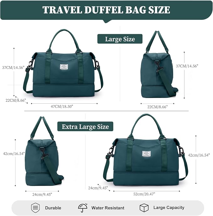Weekender Bags for Women, Carry-On Overnight Travel Duffel Bag | Travel Bag with Shoes Compartment & Toiletry Bag, Extra Large - Image 3
