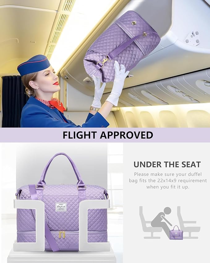 Women Weekender Travel Duffle Bag: Travel Duffel Overnight Bags with Shoe Compartment Large Carry on Tote Bag Toiletry Bag Weekend Yoga Gym Hospital Bags for Labor and Delivery with Wet Pocket Purple - Image 7