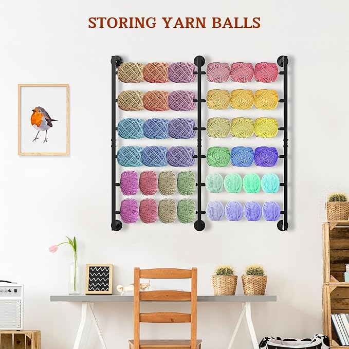 Double 6-Tier Ribbon Storage Organizer, Wall Mounted Ribbon Organizer | 12 Removable Rods, Large Capacity Gift Bag Ribbon Holder for Craft Room, Flower Shop, DIY Supplies, Wrapping Paper- Metal - Image 6