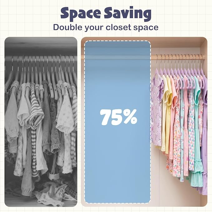 HOUSE DAY 11 Inch Velvet Baby Hangers, Premium Kids Hangers Lt-Purple 50 PC | Durable Non Slip Baby Felt Hanger for Children/ Infant/ Toddler Closet, Ideal Small Hanger for Clothing Storage Everyday Use - Image 6