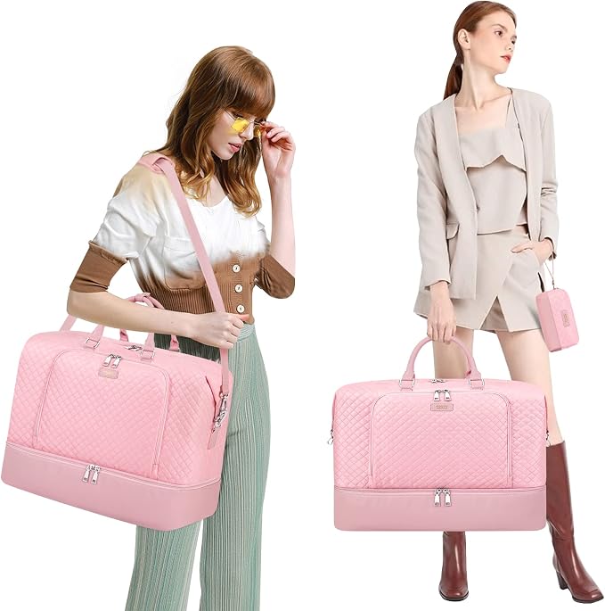 TIBES Travel Weekender Bag for Women, Overnight Bag with Shoe Compartment | 3PCS Large Travel Duffel Bag for Gym, Travel, Hospital, Business Trip, Carry On Tote, Wet & Dry Separation, Water Resistant - Image 2