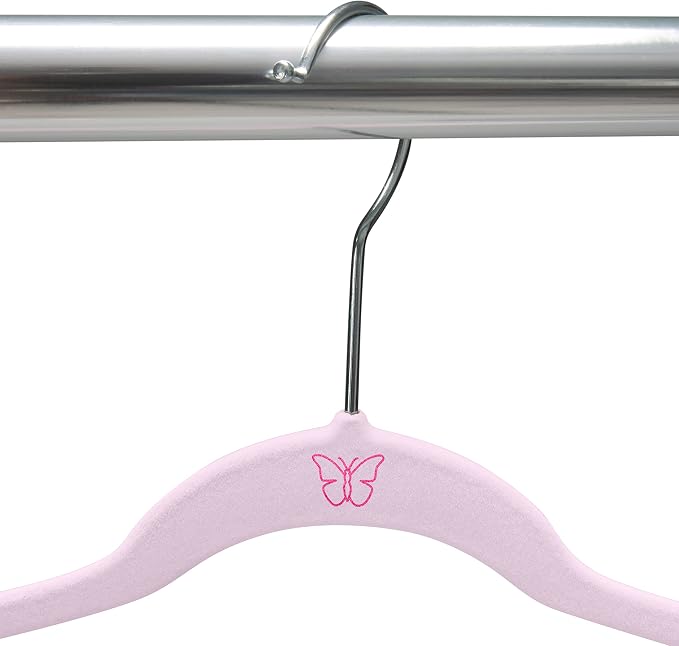 Simplify 50 Pack Kids Velvet Hangers | Slim | Non-Slip Design | Space Saving | Childrens Clothes | Shirts | Pants | Dresses | Baby Nursery | Closet Storage & Organization | Blush - Image 3