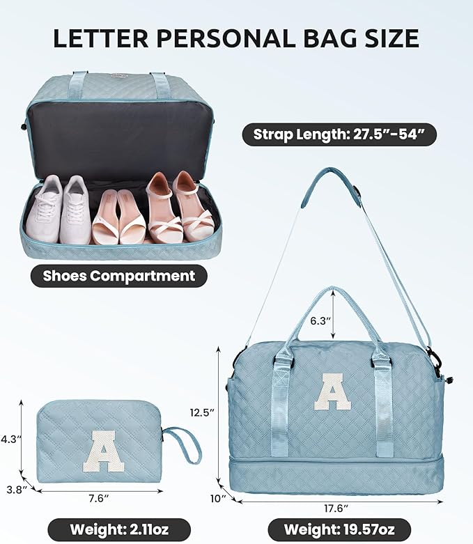 Voguewood Girl Duffle Bag for Tweens with Shoe Compartment-Overnight Bags | Birthday Basket for Women-Monogrammed Travel Bag for Women, Including Wet Pocket & Trolley Sleeve Cheer Bags (Letter K) - Image 3