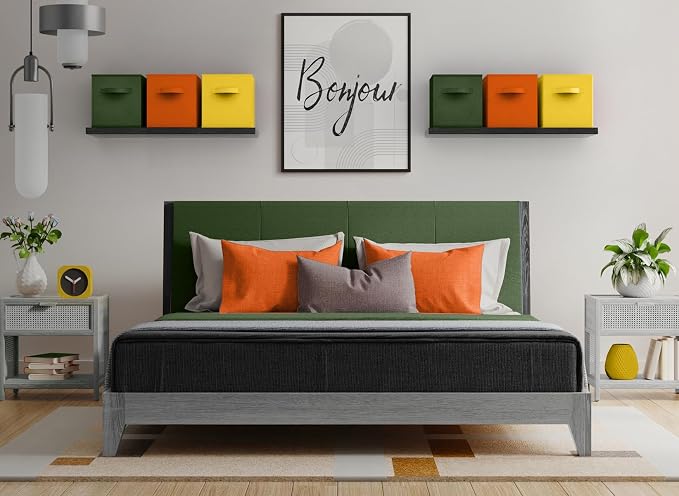 Sorbus Foldable Storage Cubes - 6 Fabric Baskets for Organizing Pantry, Shelf, Toy Box, Cubby, Closet Organizer - 11 Inch Collapsible Closet Organizers & Storage Bins (Dark Yellow, Green, & Orange) - Image 2