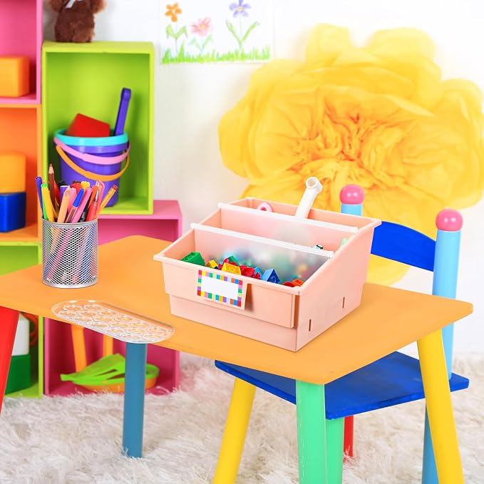 Lineshading 12 Set Picture Book Bin with Divider - Large Plastic Classroom Library Book Bin Shelf Organizer for School, Office, Home, Storage Supplies, Boho Color - Image 7