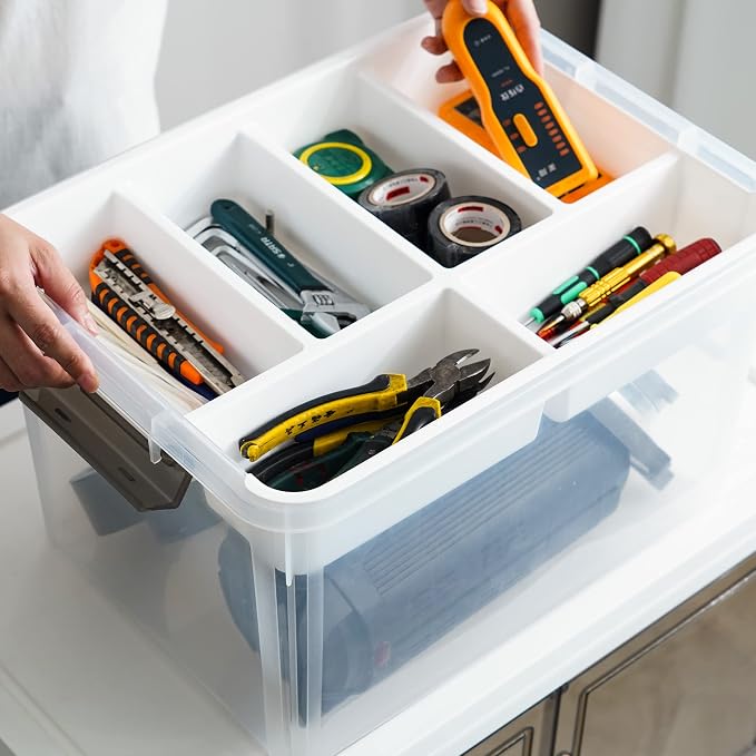 Citylife 32QT Clear Craft Organizers and Storage Box with Removable Tray | Stackable Art Supply Organizer Storage Bins with Lids for Beads, Markers, Sewing, Tools, Playdoh, Toys, Made in USA - Image 5