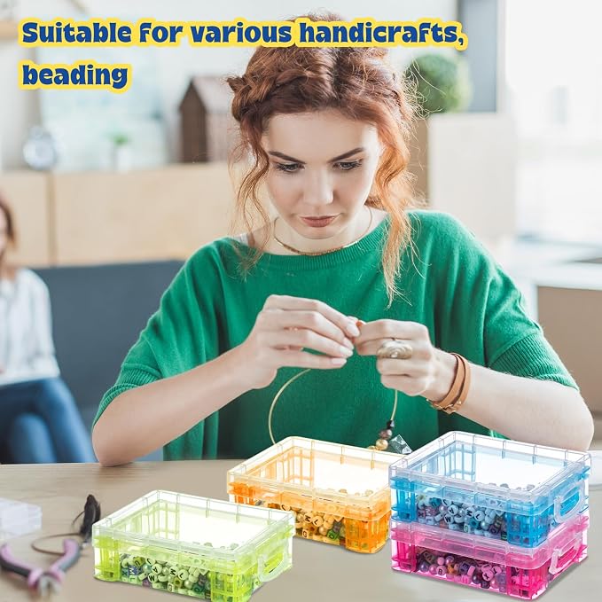 Suzile 40 Pcs Plastic Crayon Boxes Holds 24 Crayon with Snap Lid Storage Container Clear Stackable Case for School Office Classroom Supplies Pen Pencil Craft(Clear, Red, Green, Blue, Orange) - Image 7
