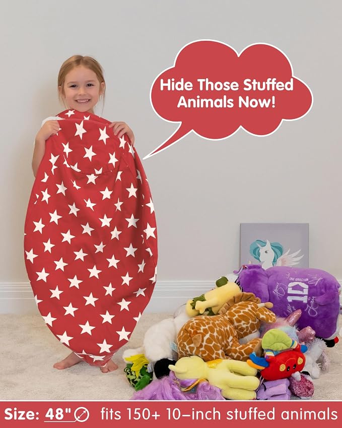 Aubliss Stuffed Animal Storage, Canvas Bean Bag Chairs Cover, X-Large 48" | Kids Toy Storage Organizer for Blankets Towels Clothes - Image 3