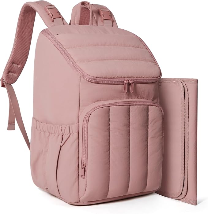 BAGSMART Diaper Bag Backpack with Changing Pad, Insulated Bottle Holders | Large Capacity, Water-resistant, Puffer Travel Baby Bag for Mom Dad Girl Boy, Pañaleras Para Bebe, Baby Shower Gifts by BAGSMART