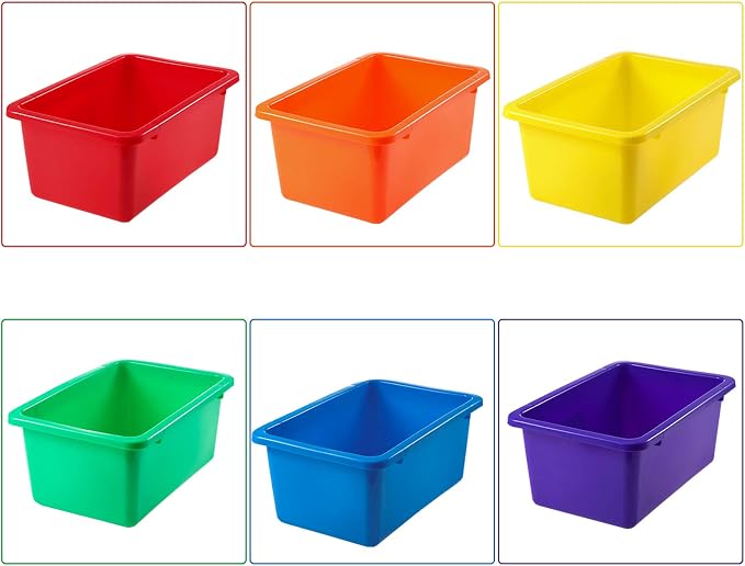 Zonon 12 Pcs Plastic Cubby Storage Bin Back to School Classroom Cubby Organization Storage Container with 1 Pack Self Adhesive Label for Office School Library(Mixed Colors,11.61 x 7.68 x 4.92) - Image 2