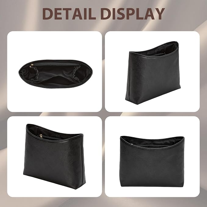 Brooklyn 28 Bag Insert, Purse Organizer Insert for Coach, Black | Waterproof Dupontpaper For Coach Brooklyn Shoulder Bag 28, Lightweight, 5 Compartments Zipper Pocket, Elastic Holders - Image 9