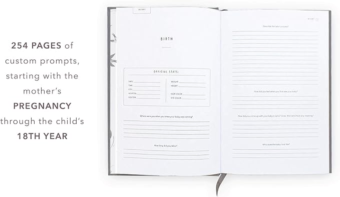 A Complete Childhood History: From Pregnancy to 18 Years Old (Grey, Linen) | Baby Book and Pregnancy Journal | Baby Memory Book - Image 3