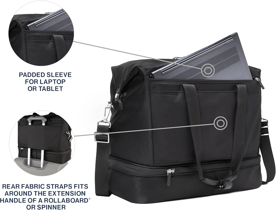 Travelpro Platinum Elite Carry on Soft Travel Drop-Bottom Weekender Bag, Overnight, Men and Women - Image 4