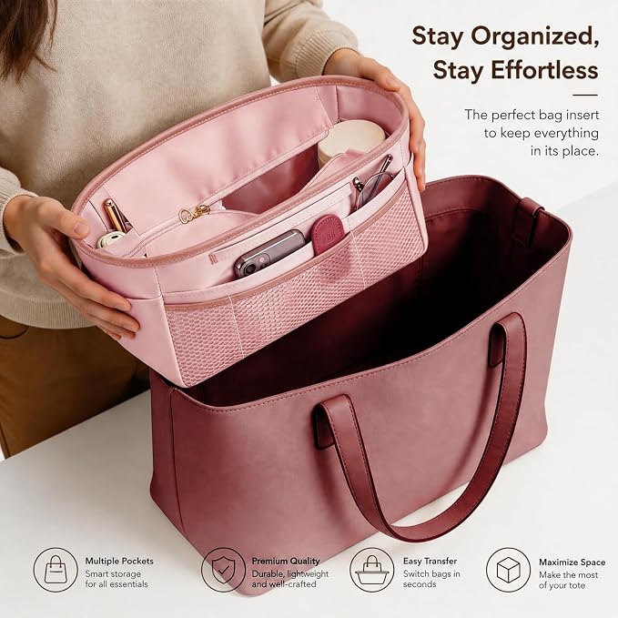 GIVLEFLY Purse Organizer Insert for Tote Bag, 14.5 Inch Satin Bag Organizer with Zipper Pocket, Multi Pocket Handbag Organizer - Image 5