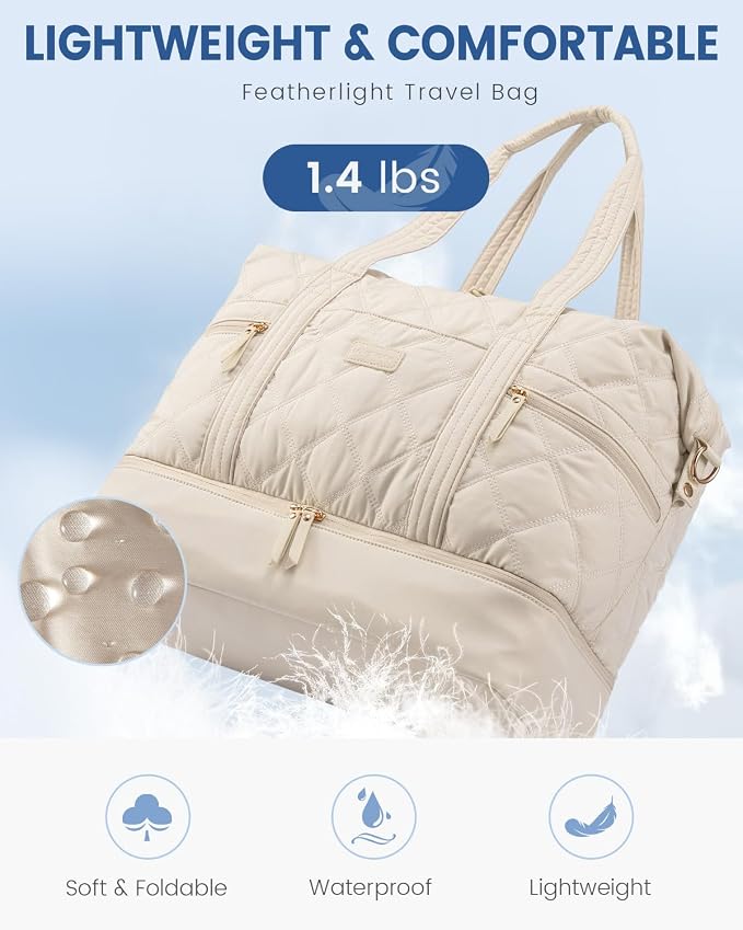 LOVEVOOK Travel Duffle Bag, Lightweight Weekender Bags for Women 40L | Shoe Compartment, Puffer Gym Bag Personal Item Travel Bag, Carry On Overnight Bags,Hospital Bag for Labor and Delivery - Image 7