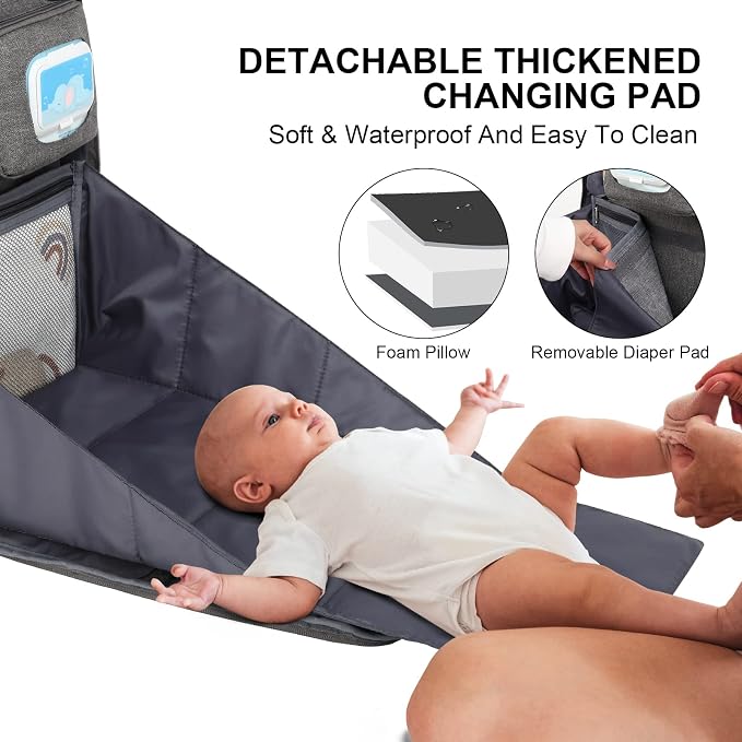 Diaper Bag Backpack with Changing Station, Baby Diaper Organizer Travel Bag | Large Capacity Diaper Bag for Moms Dads - Fold Out Changing Pad, Insulated Pockets, Stroller Straps, Baby Eessentials - Image 2