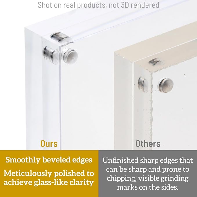 ATZYmolin 3 Pack 5x5 Acrylic Picture Frame, Magnetic Double Sided | 20mm Thick Frameless Clear Transparent Photo Frame, Self Standing for Desktop Tabletop, with Microfiber Cloth - Image 4