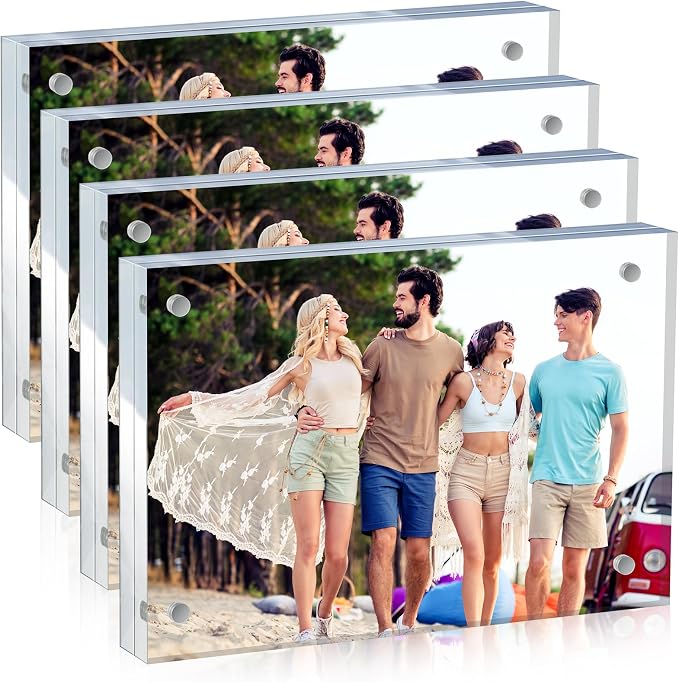 Yalikop 4 Pcs 5 x 7 Inch Thick Clear Acrylic Magnetic Photo Frames, 20mm Thickness Double-sided Transparent Visible Picture Frame Desktop Display for Home Office School Store Supplies by Yalikop