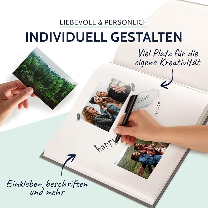 goldbuch Summertime Trend 2 31606 Photo Album with 100 White Pages with Parchment Dividers, Photo Album with Linen Cover, up to 600 Pictures, High-Quality Paper, Grey, 30 x 31 cm - Image 5