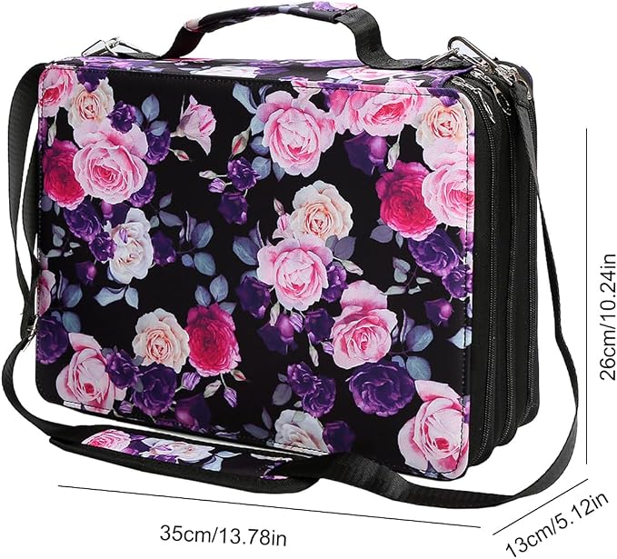 Marker Pen Organizer Case 224 Slots w/Handle & Shoulder Strap | 4-Layer Zipped Pencil Pouch w/Open Front pocket for Gel Pen Markers to Artists, Painters - Image 2